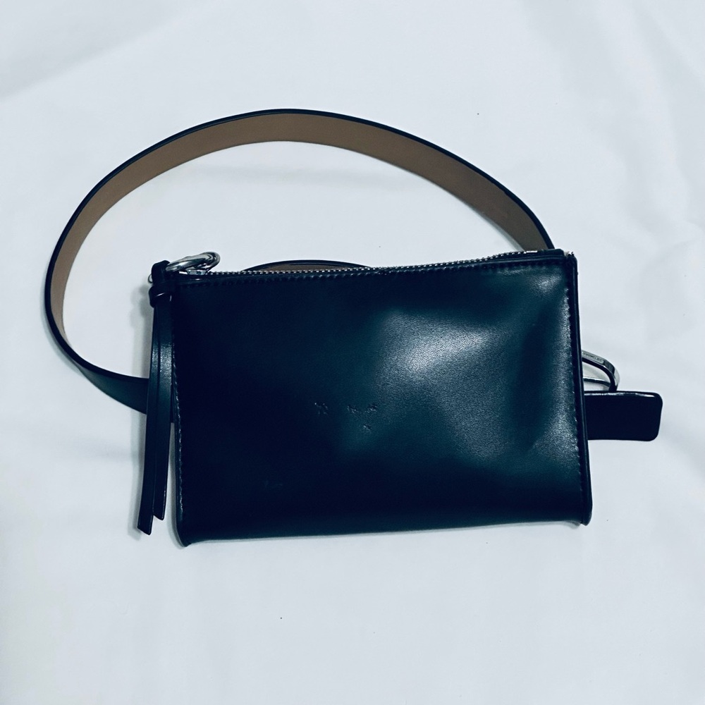 Black Leather Belt Bag or Crossbody Bag